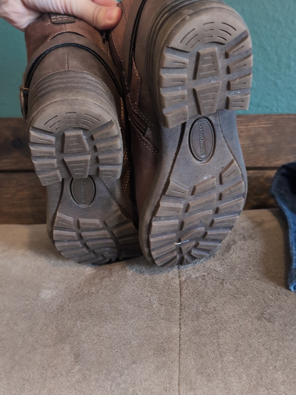 Earth Origins Chestnut Brown Suede Ankle Booties - Picture 7 of 8